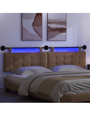 Testiera sospesa Con luce LED Cappuccino Similpelle