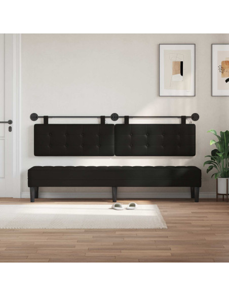 Testiera sospesa Con luce LED Nero Similpelle