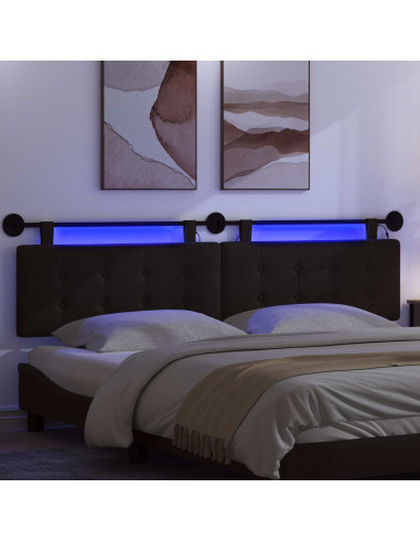 Testiera sospesa Con luce LED Nero Similpelle