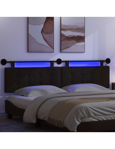 Testiera sospesa Con luce LED Nero Similpelle