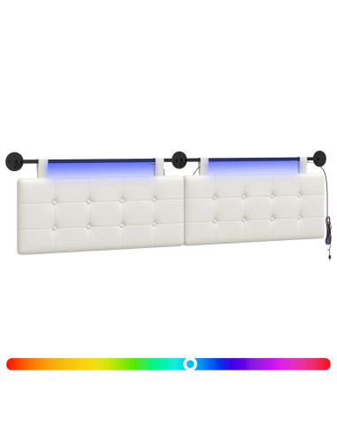 Testiera sospesa Con luce LED Bianco Similpelle