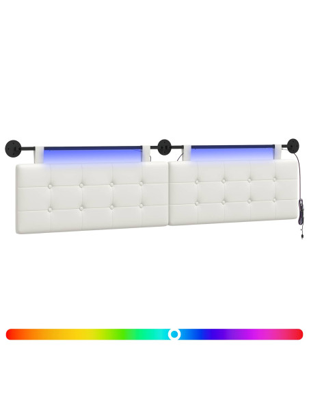 Testiera sospesa Con luce LED Bianco Similpelle