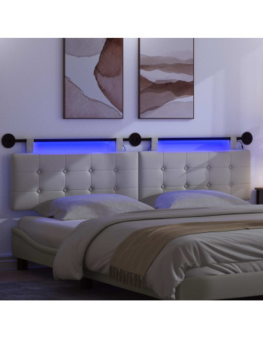 Testiera sospesa Con luce LED Bianco Similpelle