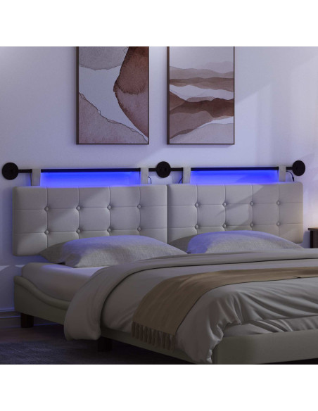 Testiera sospesa Con luce LED Bianco Similpelle