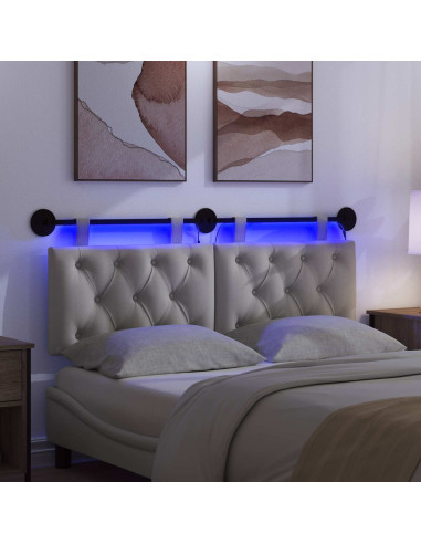 Testiera sospesa Con luce LED Grigio Nuvola Tessuto