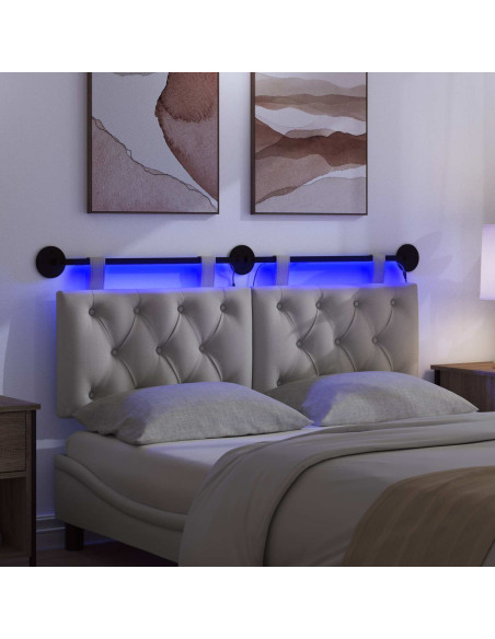 Testiera sospesa Con luce LED Grigio Nuvola Tessuto