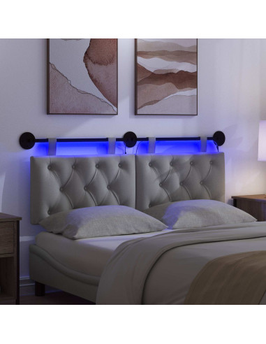 Testiera sospesa Con luce LED Grigio Chiaro Tessuto