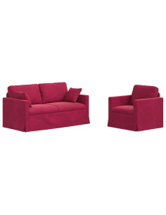 Set di divani 2 pcs Rosso Vino 158 x 78 x 80 cm Velluto 2