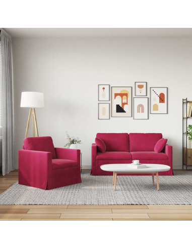 Set di divani 2 pcs Rosso Vino 158 x 78 x 80 cm Velluto