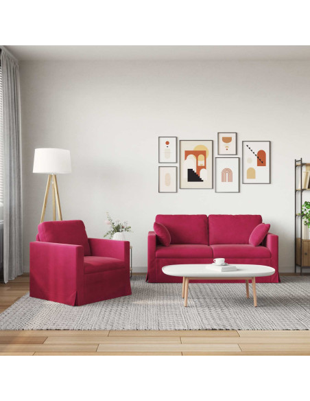 Set di divani 2 pcs Rosso Vino 158 x 78 x 80 cm Velluto
