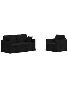 Set di divani 2 pcs Nero 158 x 78 x 80 cm Velluto 2