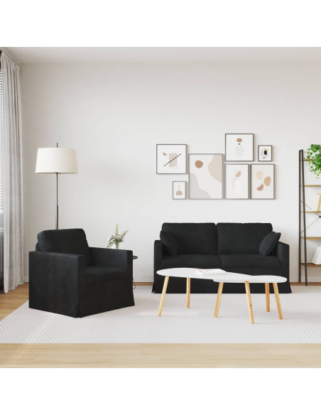Set di divani 2 pcs Nero 158 x 78 x 80 cm Velluto