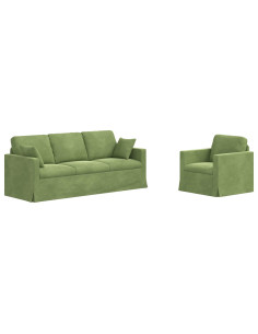 Set di divani 2 pcs Verde chiaro 198 x 78 x 80 cm Velluto 2