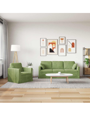 Set di divani 2 pcs Verde chiaro 198 x 78 x 80 cm Velluto