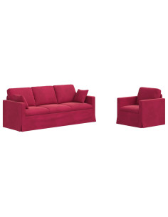 Set di divani 2 pcs Rosso Vino 198 x 78 x 80 cm Velluto 2