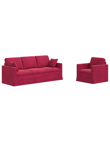 Set di divani 2 pcs Rosso Vino 198 x 78 x 80 cm Velluto