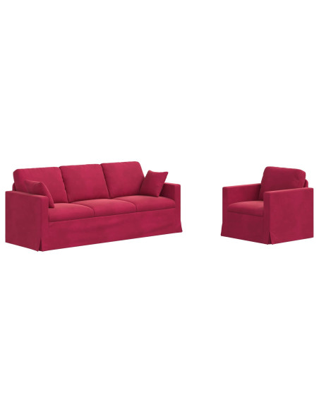 Set di divani 2 pcs Rosso Vino 198 x 78 x 80 cm Velluto