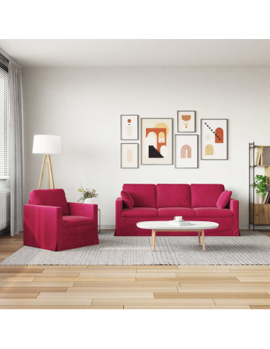 Set di divani 2 pcs Rosso Vino 198 x 78 x 80 cm Velluto