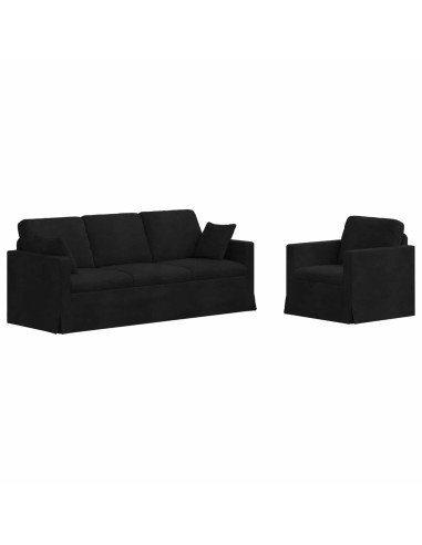 Set di divani 2 pcs Nero 198 x 78 x 80 cm Velluto