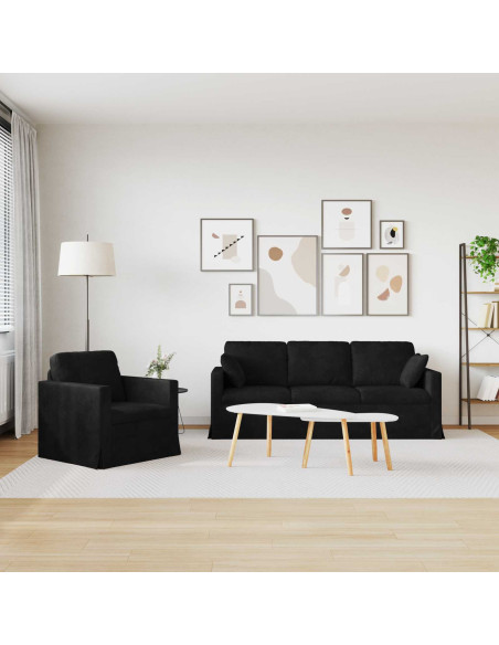 Set di divani 2 pcs Nero 198 x 78 x 80 cm Velluto