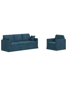 Set di divani 2 pcs Blu 198 x 78 x 80 cm Velluto 2