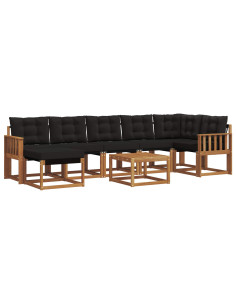 Set di divani da esterno con cuscino 8 pcs Naturale e Nero 2