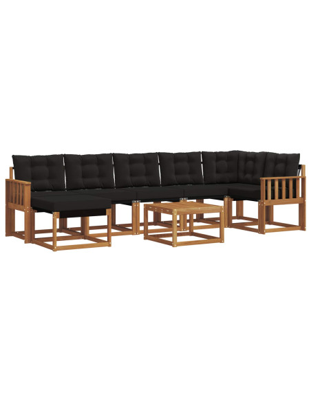 Set di divani da esterno con cuscino 8 pcs Naturale e Nero