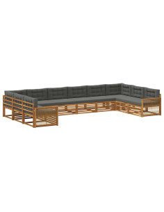 Set divani con cuscino 10 pcs Legno di Acacia Massello