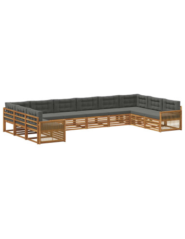 Set divani con cuscino 10 pcs Legno di Acacia Massello