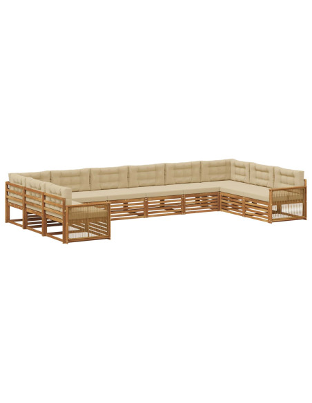 Set divani con cuscino 10 pcs Legno di Acacia Massello