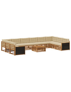 Set divani con cuscino 11 pcs Legno di Acacia Massello