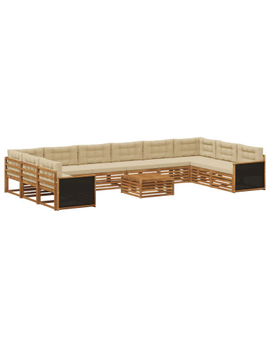 Set divani con cuscino 11 pcs Legno di Acacia Massello