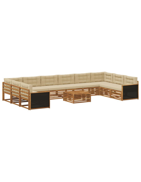 Set divani con cuscino 11 pcs Legno di Acacia Massello