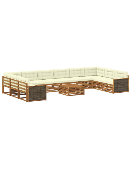 Set divani con cuscino 11 pcs Legno di Acacia Massello