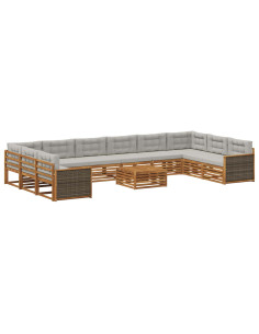 Set divani con cuscino 11 pcs Legno di Acacia Massello