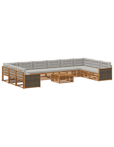 Set divani con cuscino 11 pcs Legno di Acacia Massello
