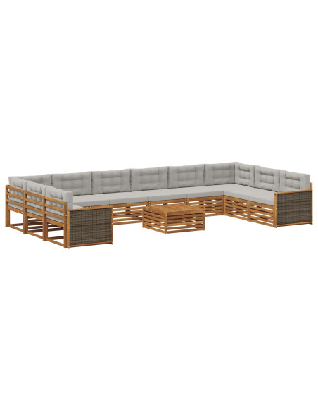 Set divani con cuscino 11 pcs Legno di Acacia Massello