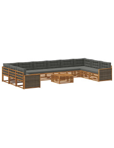 Set divani con cuscino 11 pcs Legno di Acacia Massello