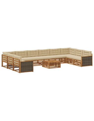 Set divani con cuscino 11 pcs Legno di Acacia Massello