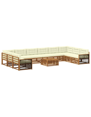 Set divani con cuscino 11 pcs Legno di Acacia Massello