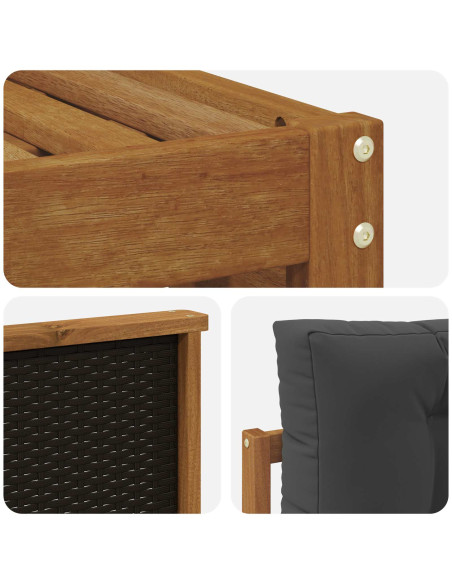 Set divani con cuscino 11 pcs Legno di Acacia Massello