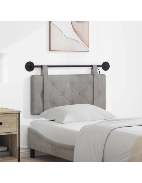 Testiera sospesa Con luce LED Grigio Chiaro Velluto