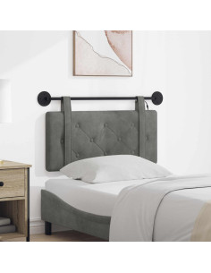 Testiera sospesa Con luce LED Grigio Scuro Velluto