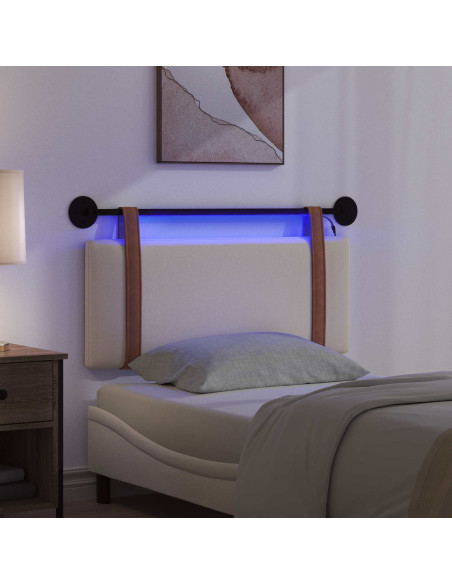 Testiera sospesa Con luce LED Crema PU Antico