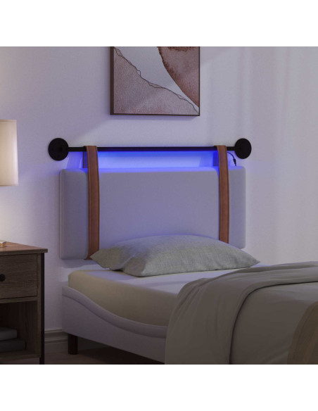 Testiera sospesa Con luce LED Bianco PU Antico