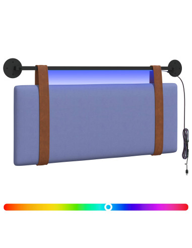 Testiera sospesa Con luce LED Blu jeans PU Antico