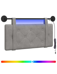 Testiera sospesa Con luce LED Grigio Chiaro Velluto 2