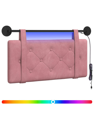 Testiera sospesa Con luce LED Rosa Velluto