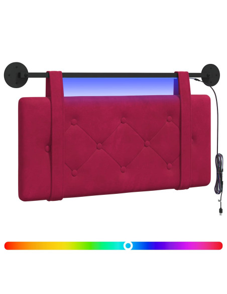 Testiera sospesa Con luce LED Rosso Vino Velluto