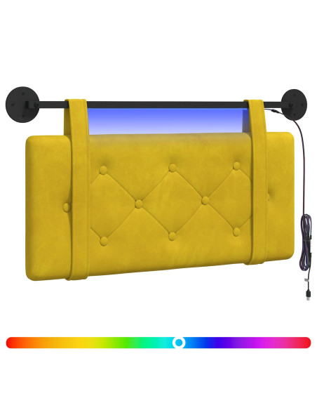 Testiera sospesa Con luce LED Giallo Velluto